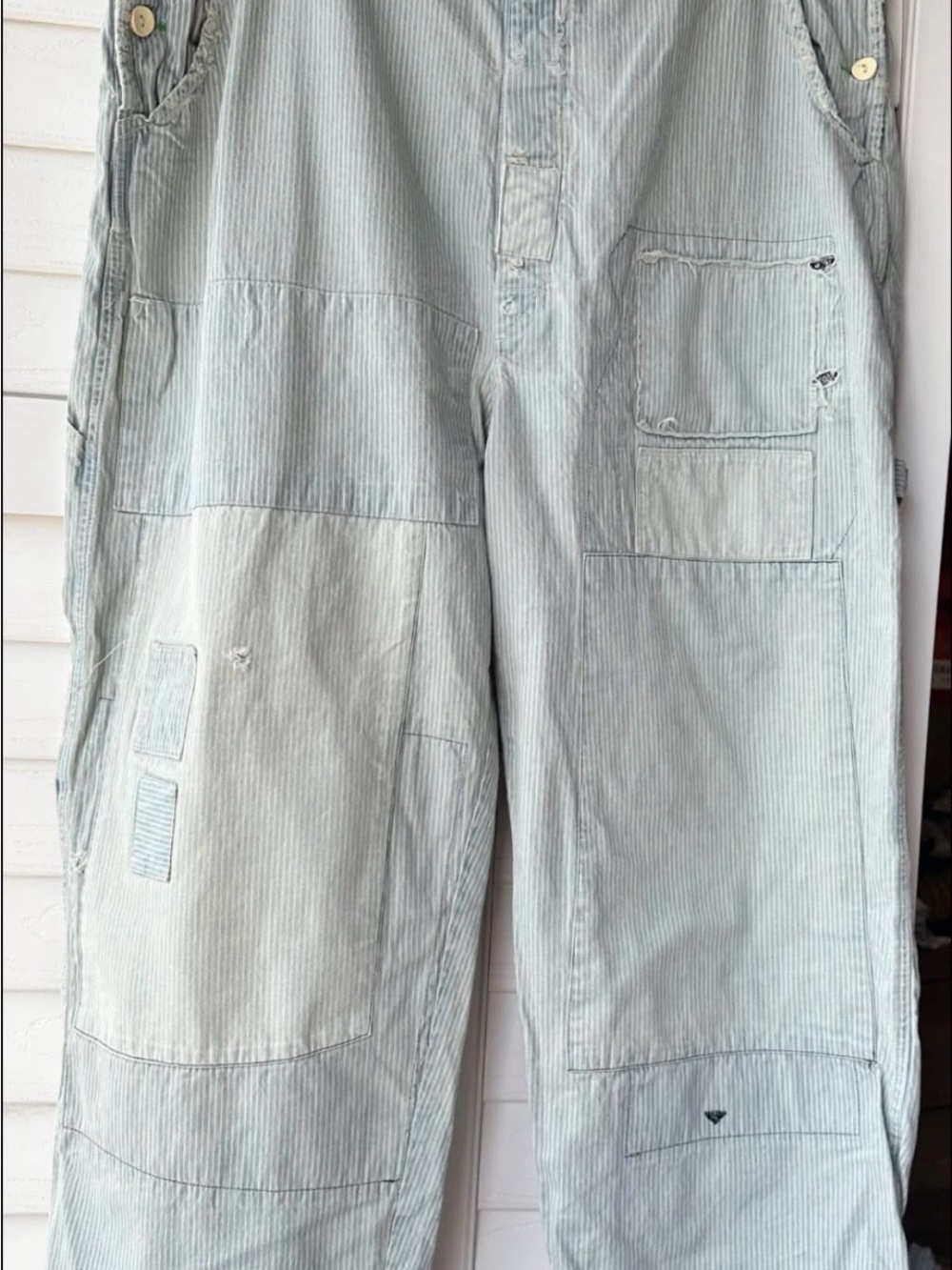 Vintage Magnolia Pearl Striped Carpenter Patchwork Pants
